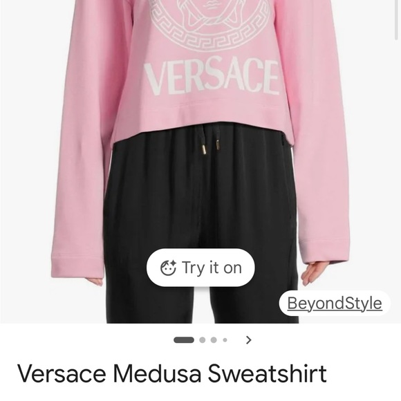 Versace Tops - Versace Pink Medusa Logo Crop Sweatshirt